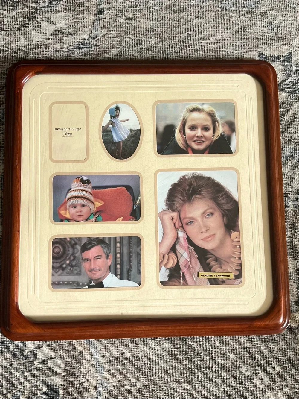 Vintage Feto International Genuine Teakwood Collage Photo Frame 6 Opening, 16×16